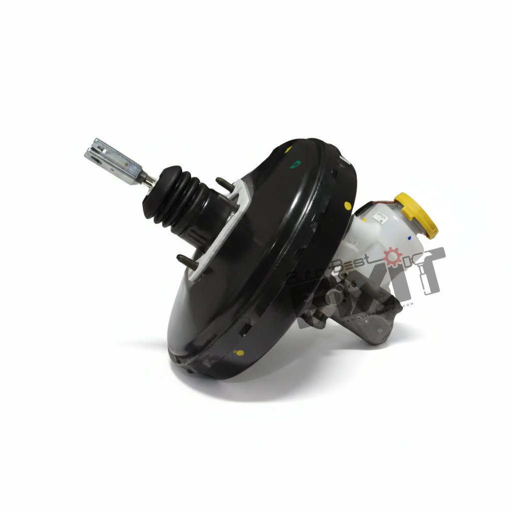 High-performance brake booster and tandem master cylinder replacement for Indica 2001-2019 showing heavy-duty connector pins and clean unit housing assembly.
