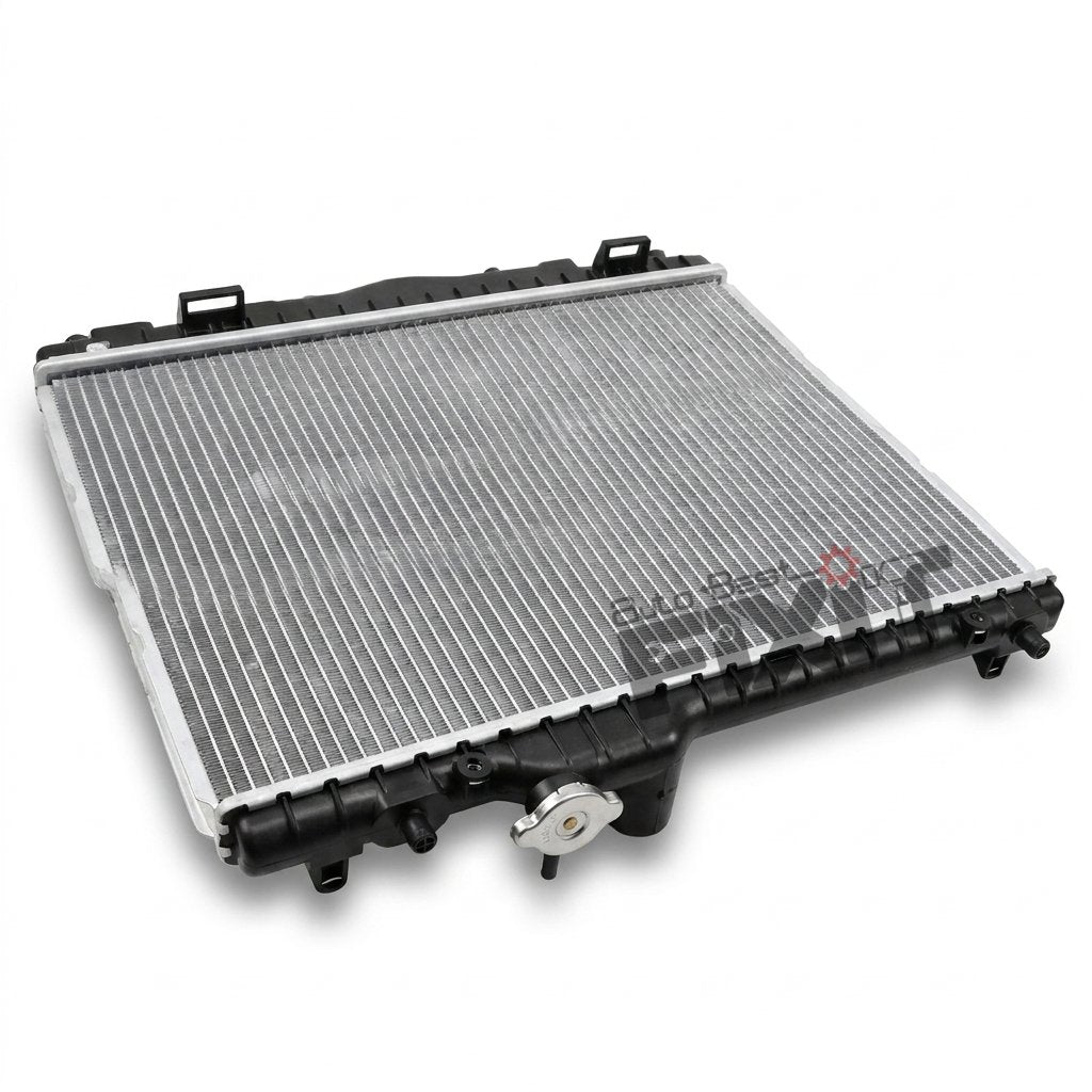 High-performance swift petrol radiator | maruti swift 1st gen (2005 replacement for 2011), Swift Dzire 1st Gen (2008-2012) Petrol showing heavy-duty connector pins and clean unit housing assembly.