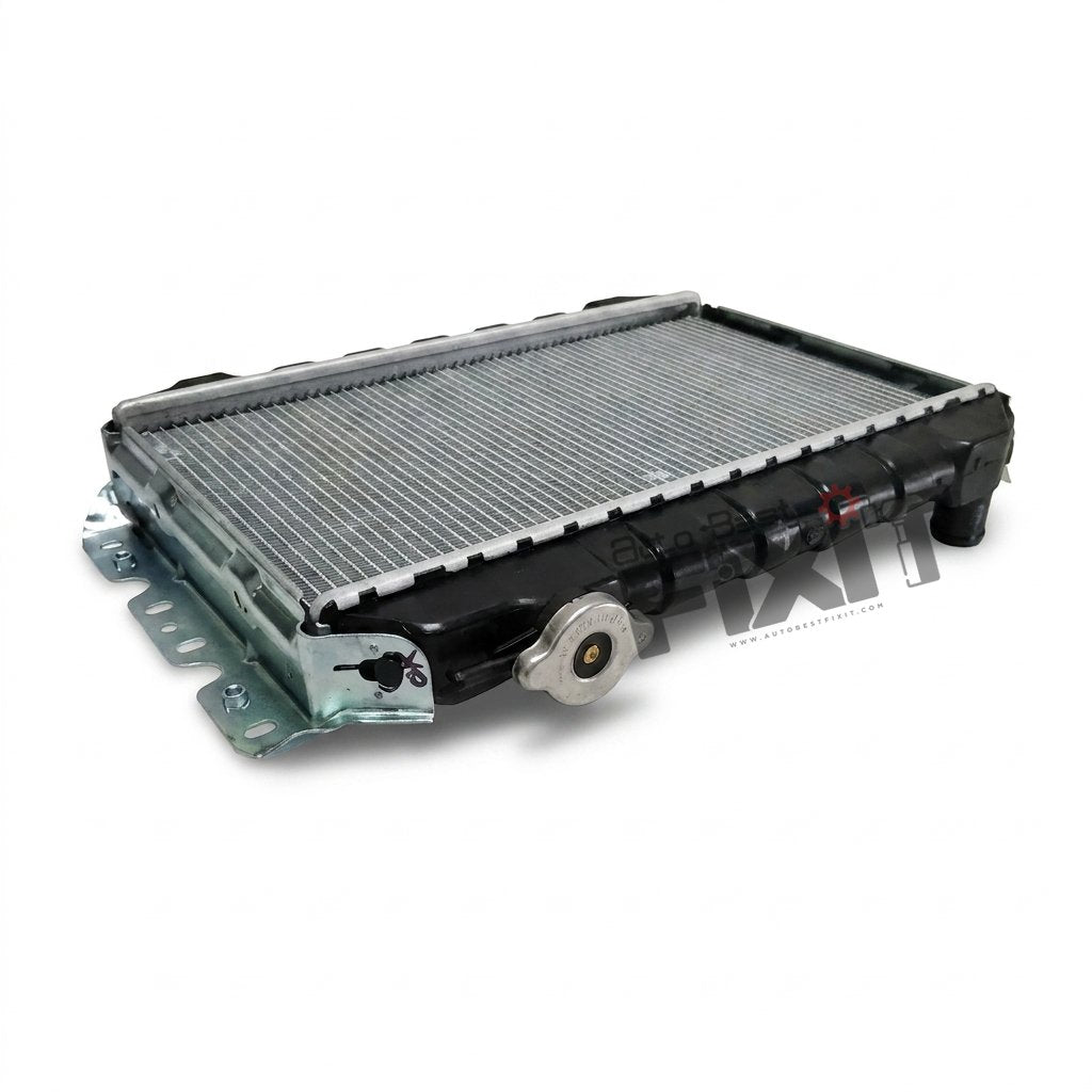 High-performance radiator omini | maruti omni 1st gen (1984 replacement for 1999), Omni 2nd Gen (1998-2005), Omni 3rd Gen (2005-2019) Petrol showing heavy-duty connector pins and clean unit housing assembly.