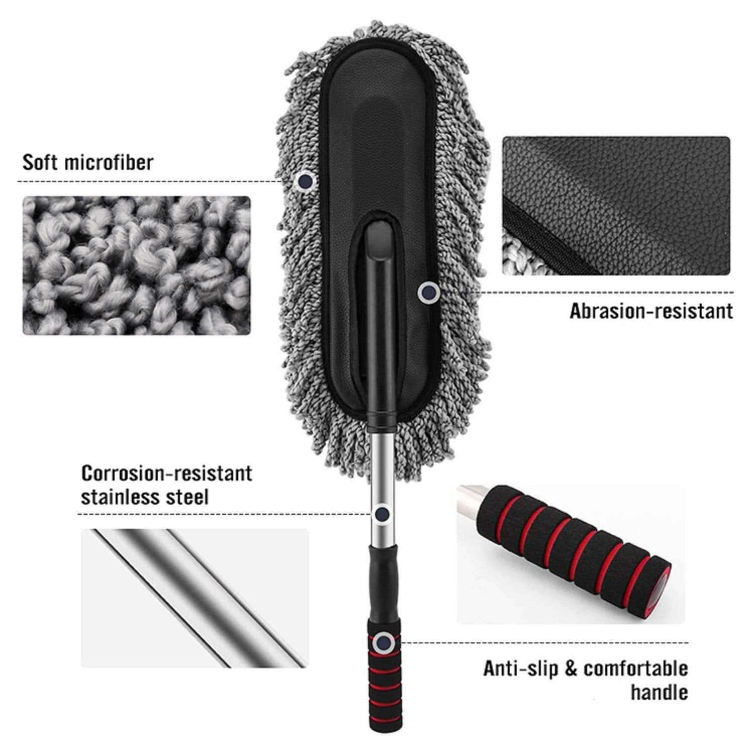 Car Duster Long Retractable soft non-slip handle Multipurpose Microfiber Wash Brush Vehicle Interior And Exterior Cleaning Kit