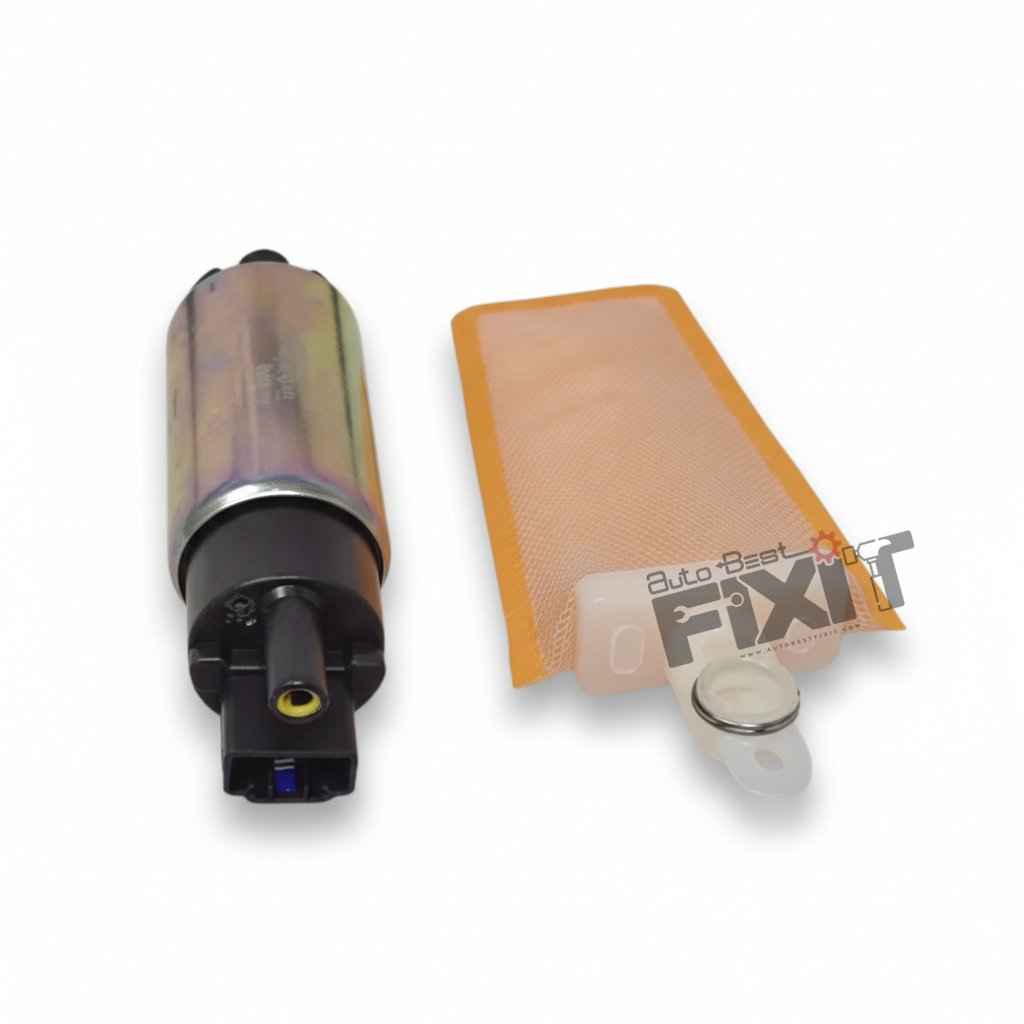 High-performance fuel pump replacement for 800 2nd Gen 1997-2014 / Alto 2000-2010 / Omni 3rd Gen 2005-2019 / Wagon R 1st Gen 2003-2010 / Zen 1996-2009 showing heavy-duty connector pins and clean unit housing assembly.