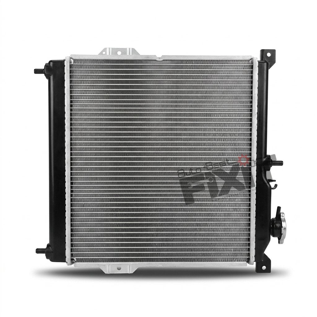 High-performance eon radiator | hyundai eon (2011 replacement for 2019) Petrol showing heavy-duty connector pins and clean unit housing assembly.
