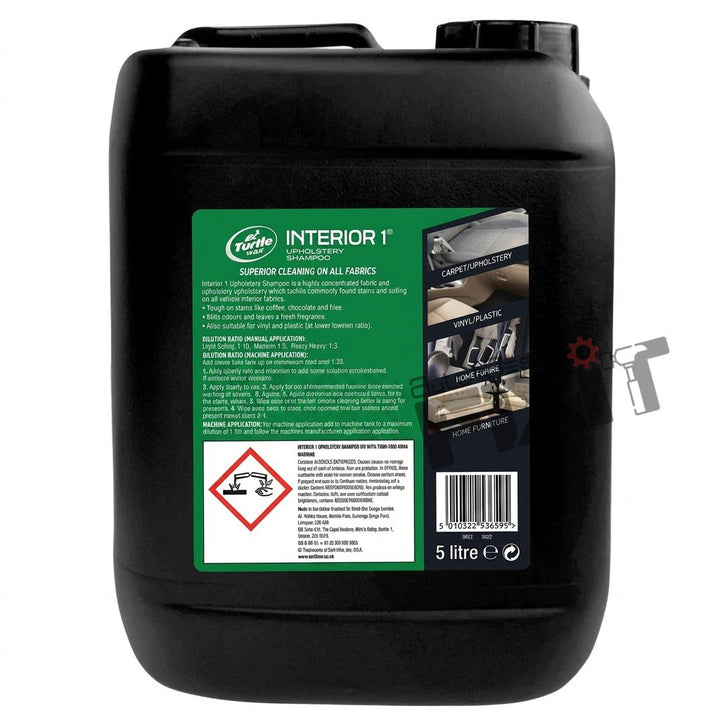 Turtle Wax Interior 1 Shampoo 5 L | Car Interior Cleaner for Dashboard, Plastic & Upholstery