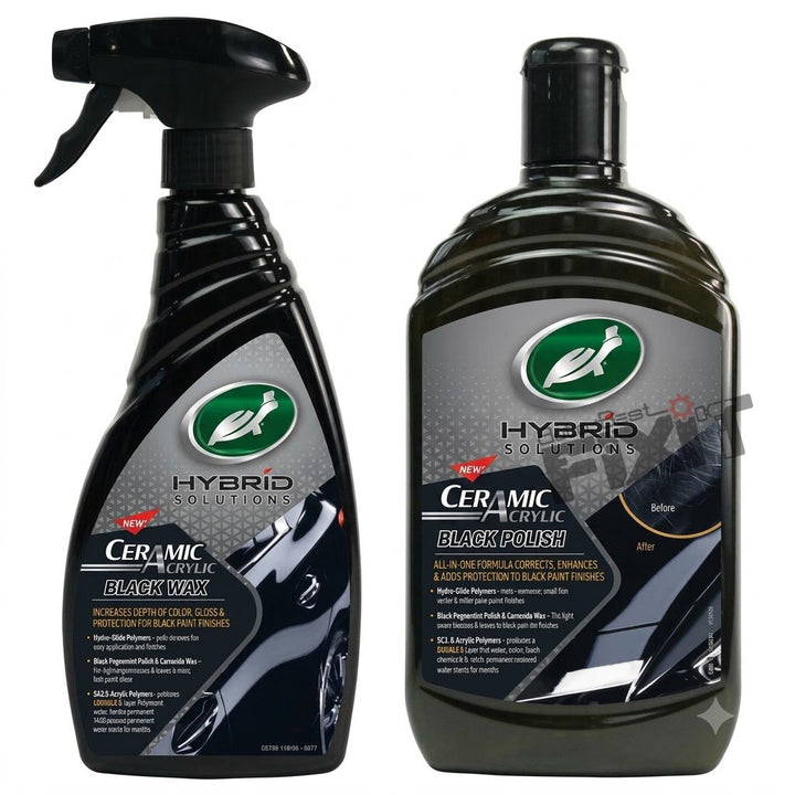 Turtle Wax Hybrid Solutions Ceramic Black Polish 500 ml | Ceramic Black Car Polish for Deep Gloss on Dark Paint