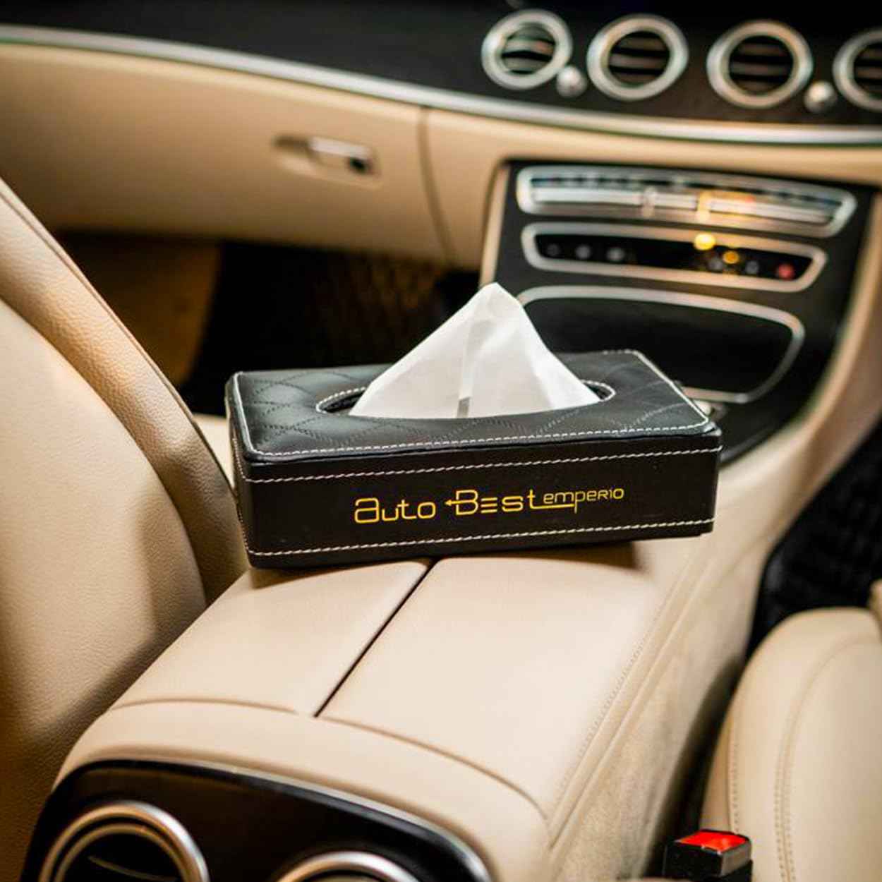 Premium Leather Car Tissue Box/Napkin Box Holder/Car Tissue Paper Holder with Tissue Paper/Compatible with All Cars