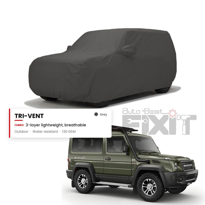 Force Gurkha Car Body Cover Waterproof, Scratch Proof with Cotton Lining, Mirror & Antenna Pockets