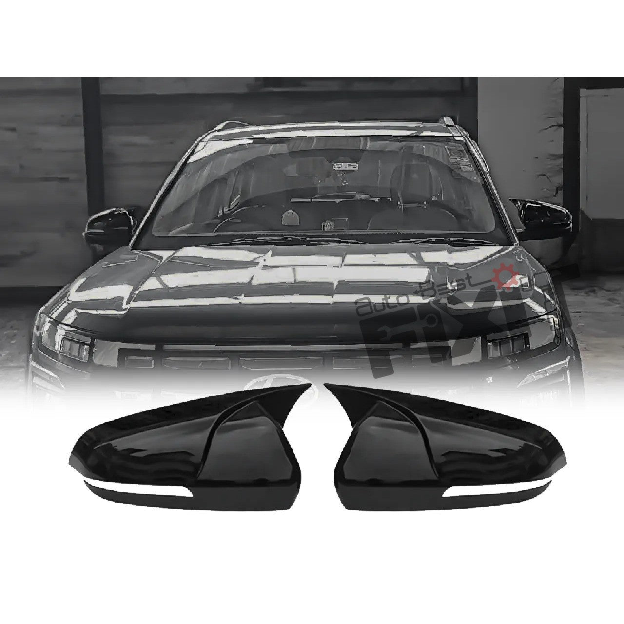 Auto Stylenn Batman Style Car Mirror Cover for Hyundai Creta 2022 Onwards – High Quality Fini