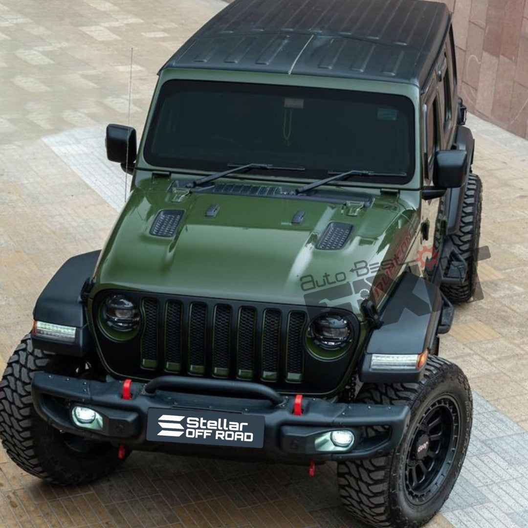 AutoStylenn Jeep Wrangler Front Metal Bumper With Bull Bar For JEEP WRANGLER Compatible with JEEP Wrangler Vehicle_4