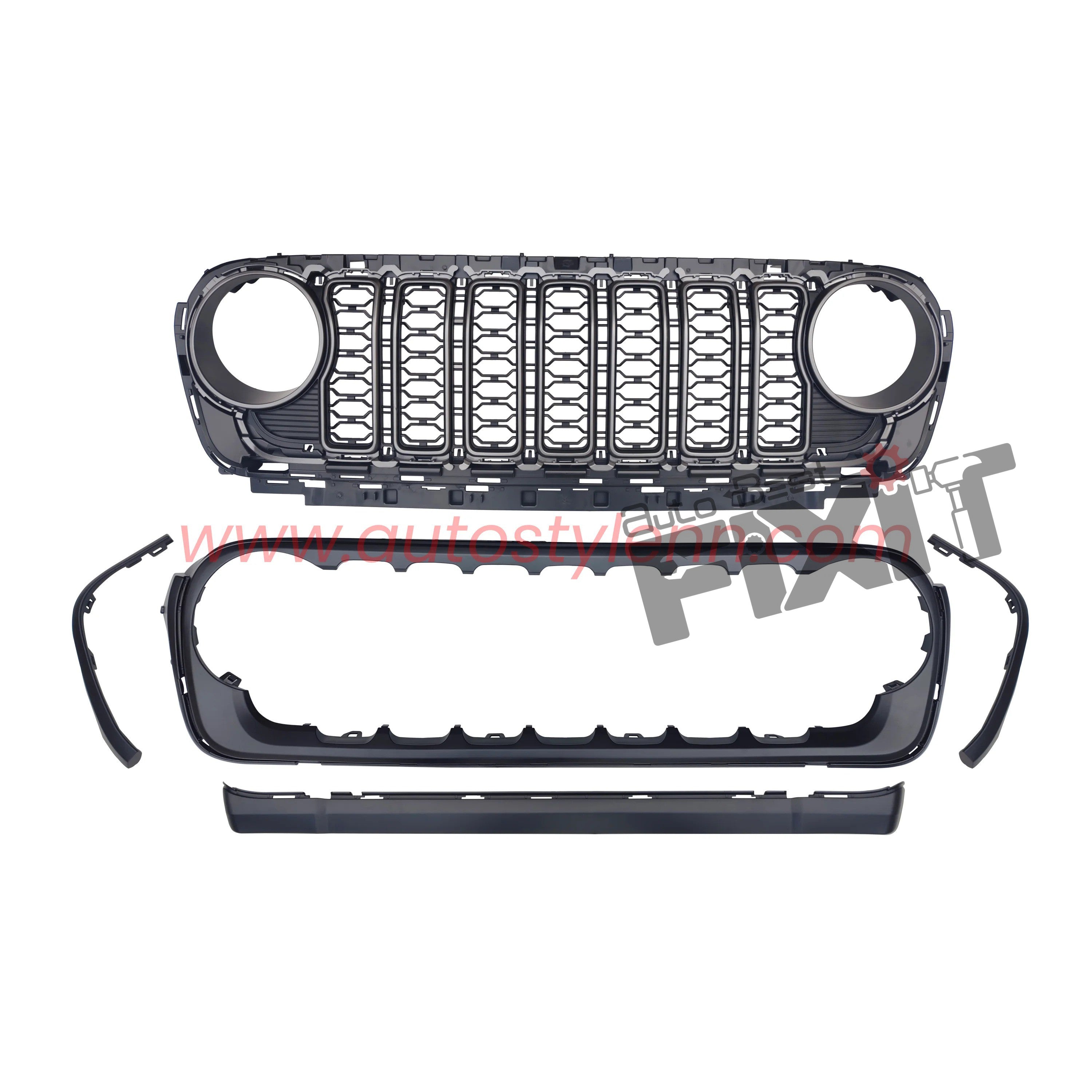AutoStylenn Jeep Wrangler 2024 Look Grill For JEEP WRANGLER Compatible with JEEP Wrangler Vehicle