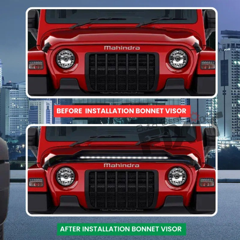 AutoStylenn Mahindra Thar LED Bonnet Visor For MAHINDRA THAR Compatible with MAHINDRA Thar Vehicle_5