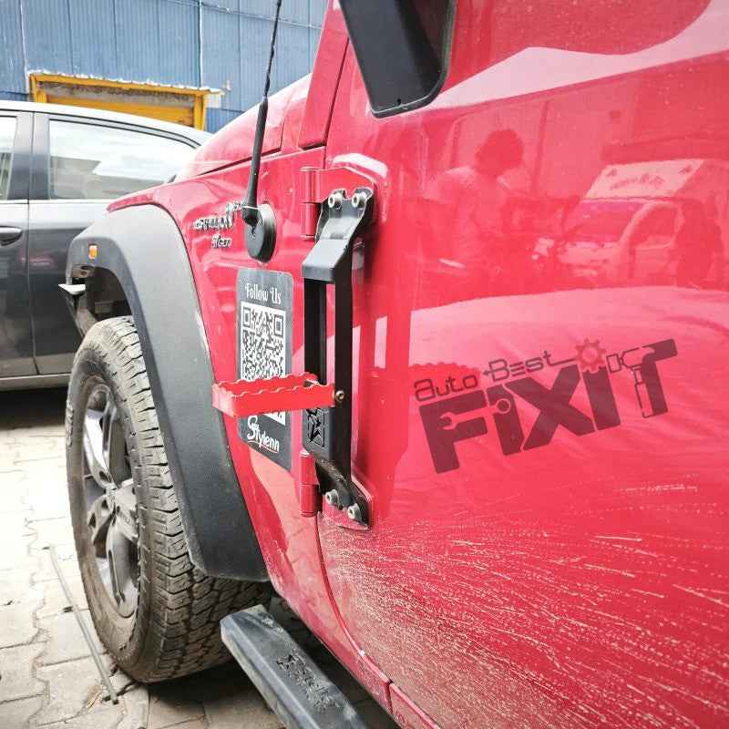 Mahindra Thar Door Hinge Step Red & Black – Premium Quality Desi