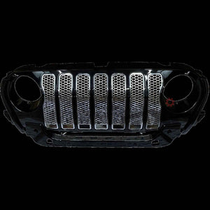 Mahindra Thar 7 Slot Black Wrangler Style ABS Front Grill With Chrome Slot – Aftermarket Car Accesso