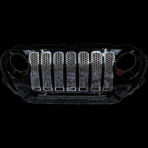AutoStylenn Mahindra Thar 7 Slot Black Wrangler Style ABS Front Grill With Chrome Slot For MAHINDRA THAR Compatible with MAHINDRA Thar Vehicle