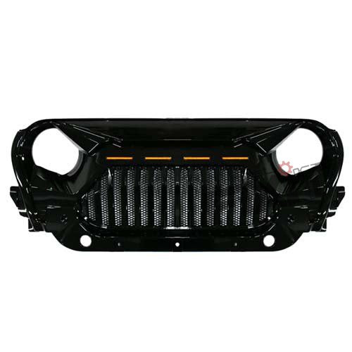 AutoStylenn Mahindra Thar Front Gloss Black Angry Bird ABS Grill With LED For MAHINDRA THAR Compatible with MAHINDRA Thar Vehicle