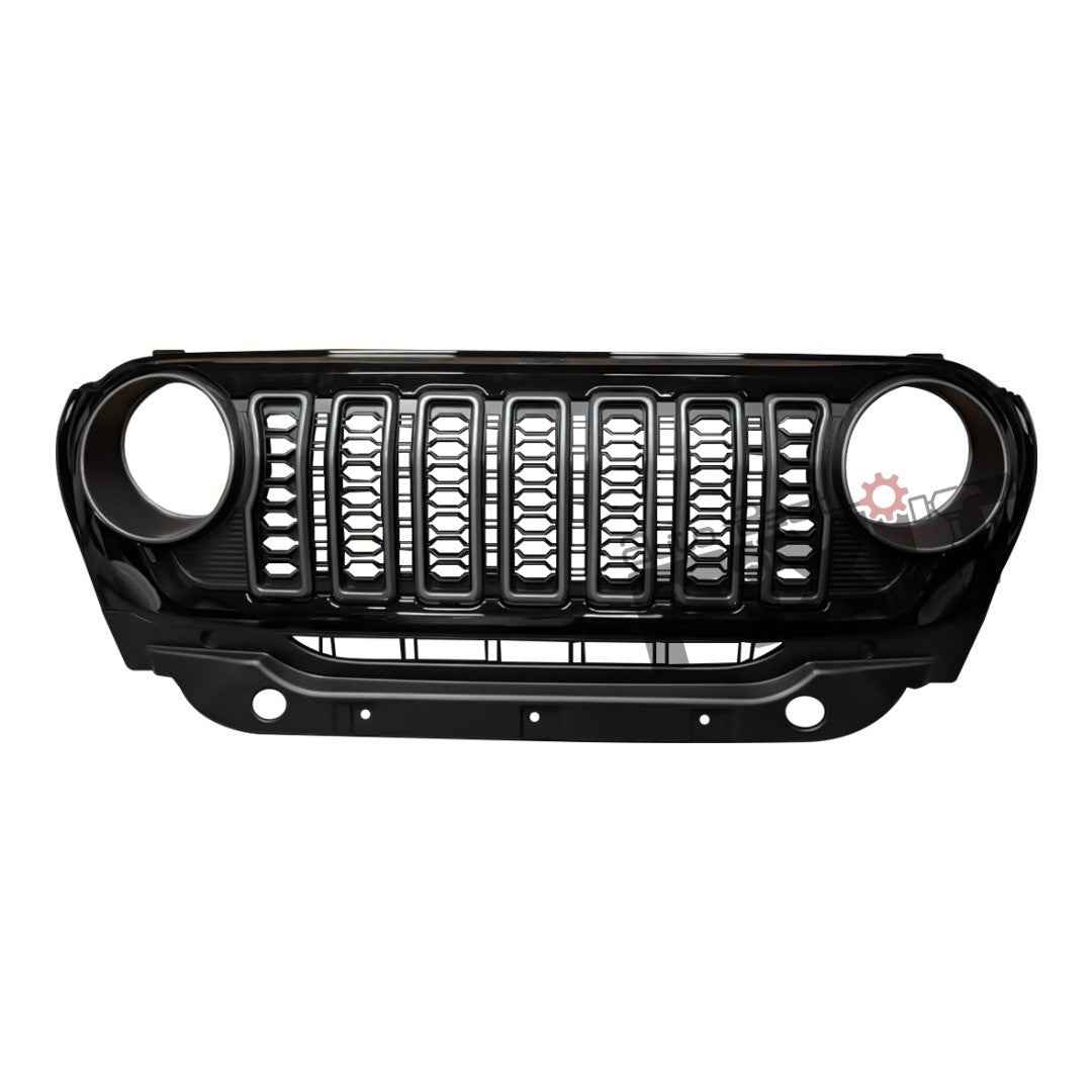 Thar Roxx Rubicon 2025 Looks Grill in Gloss Black with Metallic Gray Slots – Aftermarket Car Accesso