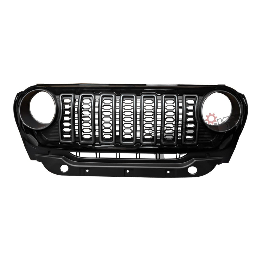 Thar Roxx Rubicon 2025 Looks Grill in Gloss Black with Metallic Gray Slots