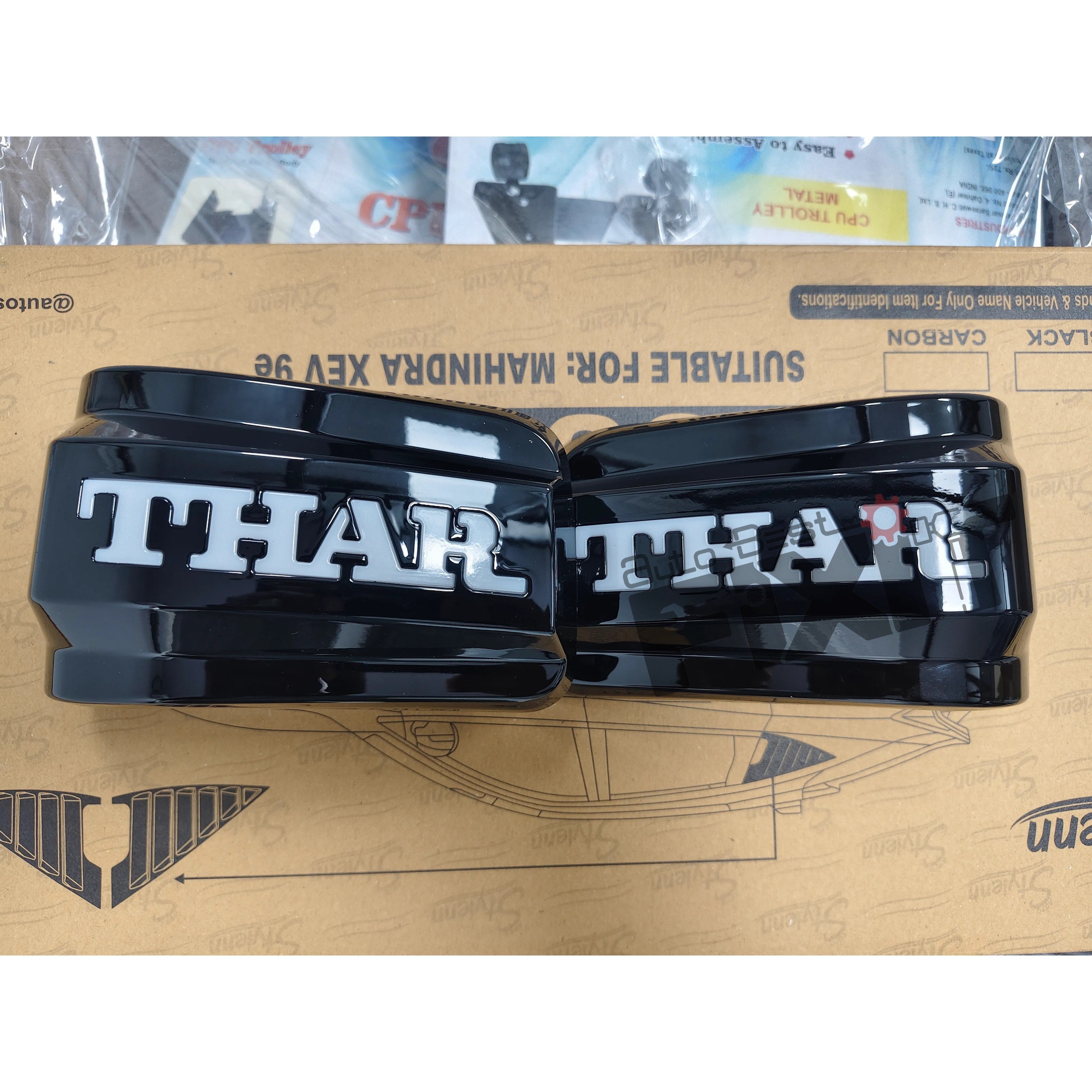 AutoStylenn Mahindra Thar Mirror Cover with LED Black & Carbon For MAHINDRA THAR Compatible with MAHINDRA Thar Vehicle_1