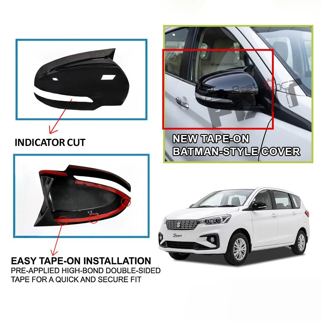 AutoStylenn Maruti Ertiga Batman Style Mirror Cover 2019-2025 For MARUTI ERTIGA Compatible with MARUTI Ertiga Vehicle_5