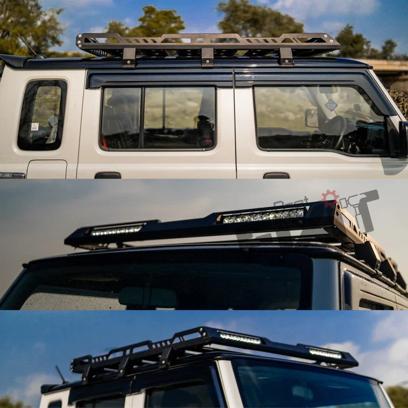 AutoStylenn Maruti Suzuki Jimny Roof Rack with LED (V1) For MARUTI JIMNY Compatible with MARUTI Jimny Vehicle_4