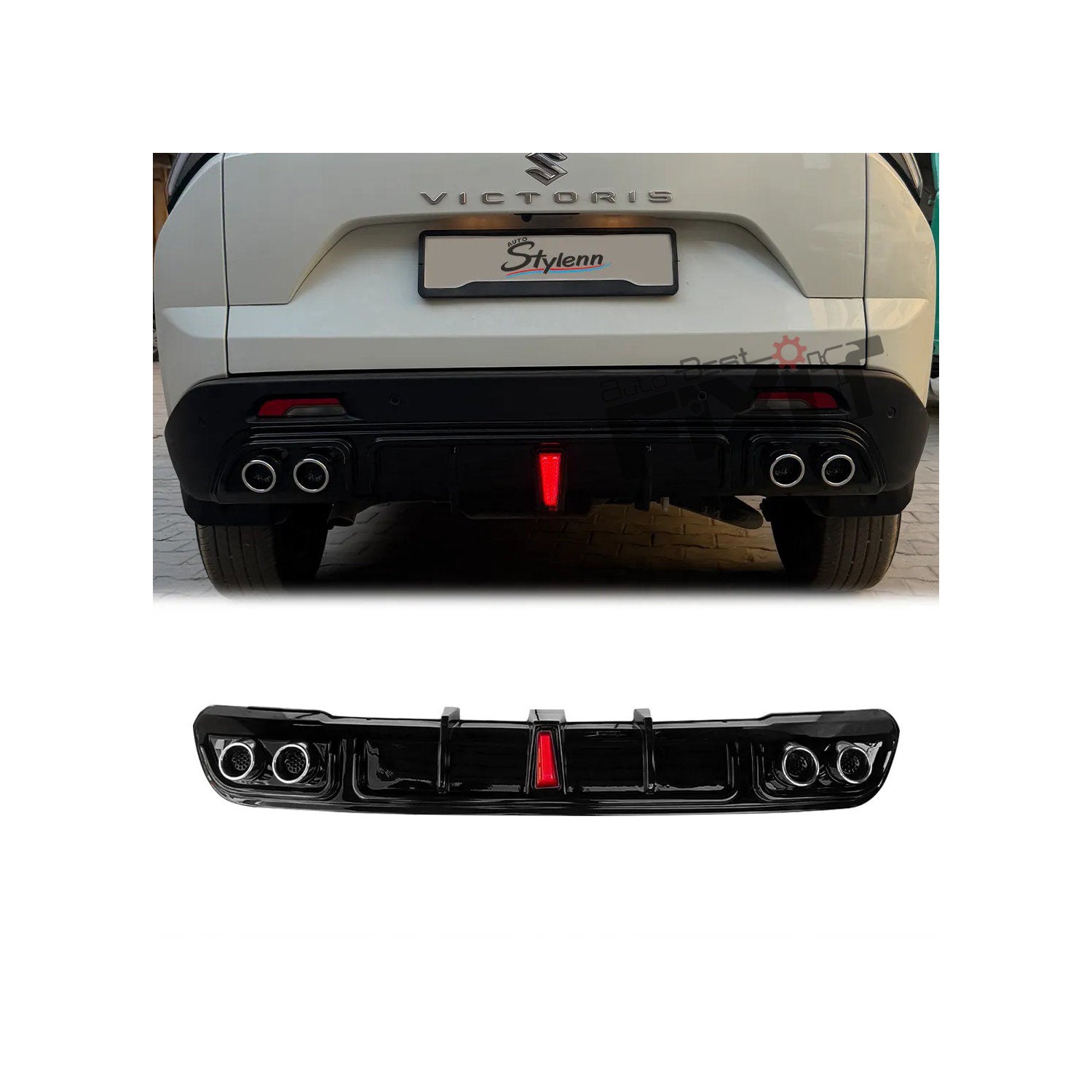 AutoStylenn Maruti Suzuki Victoris Rear Diffuser With F1 Light For MARUTI VICTORIS Compatible with MARUTI Victoris Vehicle