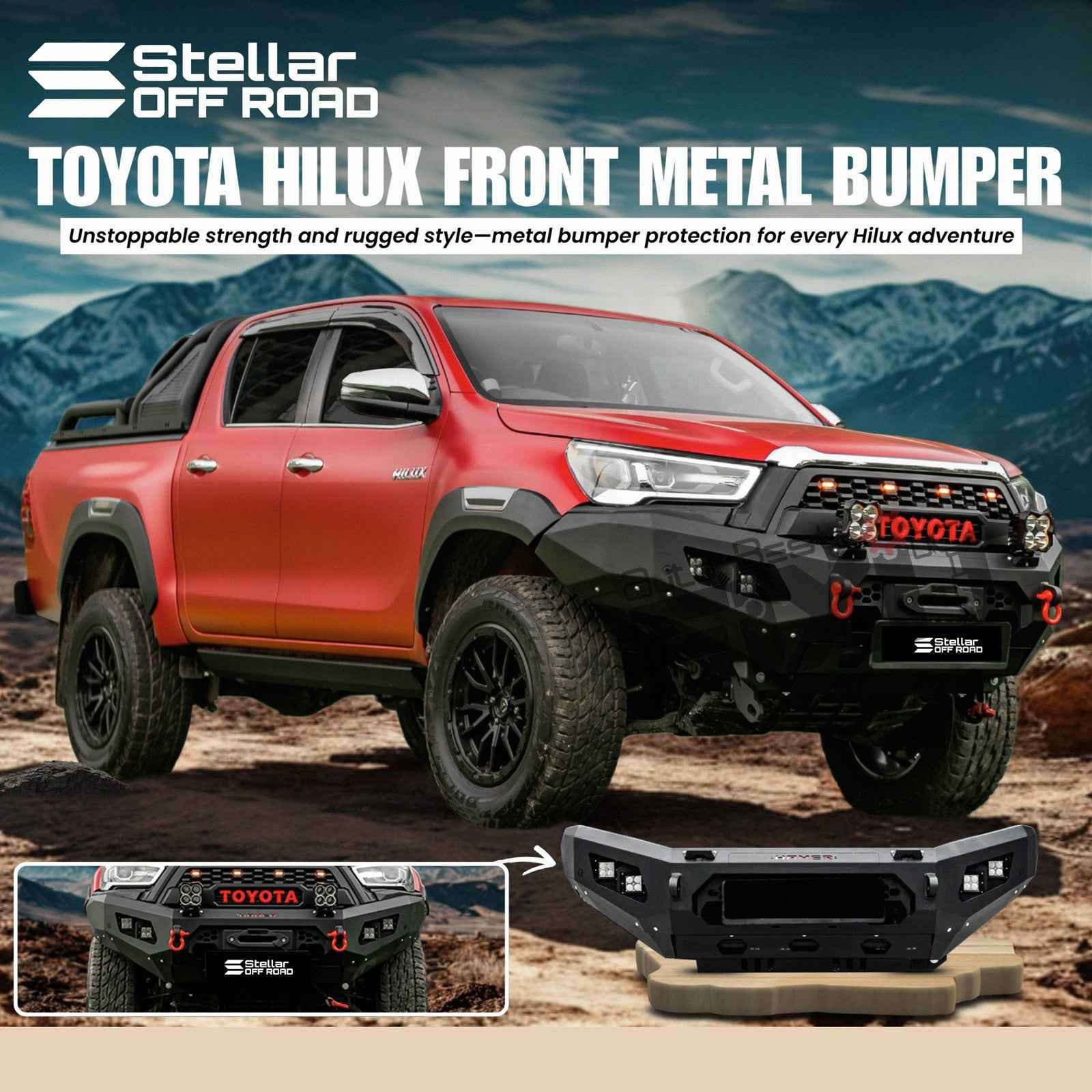 Toyota Hilux Stellar Front Metal Bumper – Premium Quality Desi