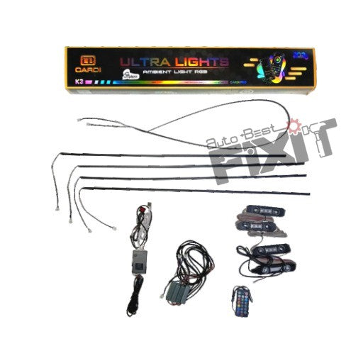 AutoStylenn Auto Stylenn Cardi Ambient Light K3 18 in 1 (Universal) For TOYOTA HYCROSS Compatible with TOYOTA Hycross Vehicle