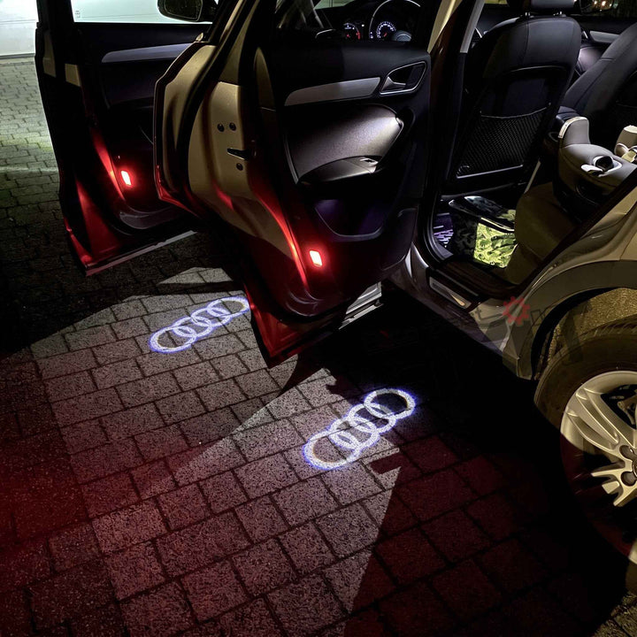 Audi A4 (2008-2012) Logo Design LED Door Welcome Light - Puddle Lamp | Set of 2 — Installed Photo | Auto Best Fixit