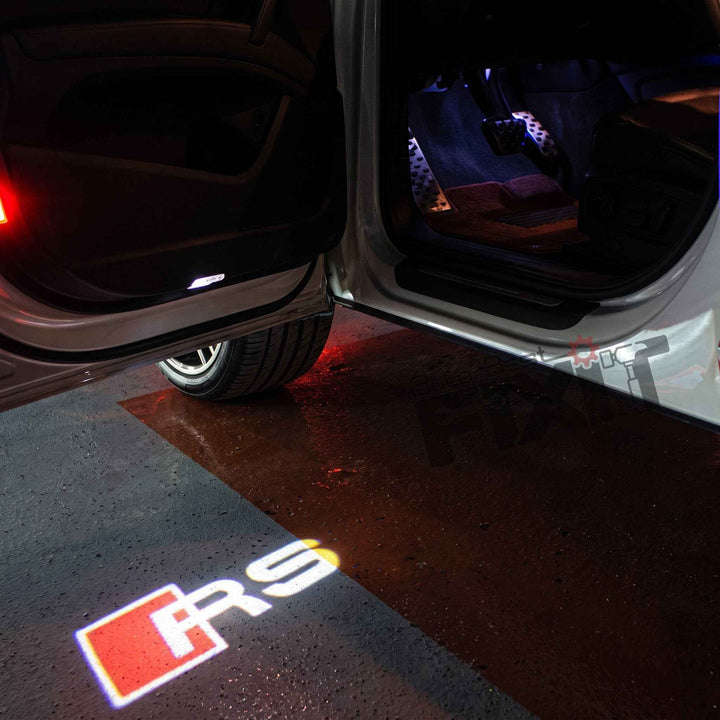 Audi A4 (2008-2012) RS Style LED Door Welcome Light - Logo Puddle Lamp | Set of 2 — Main Product Image | Auto Best Fixit