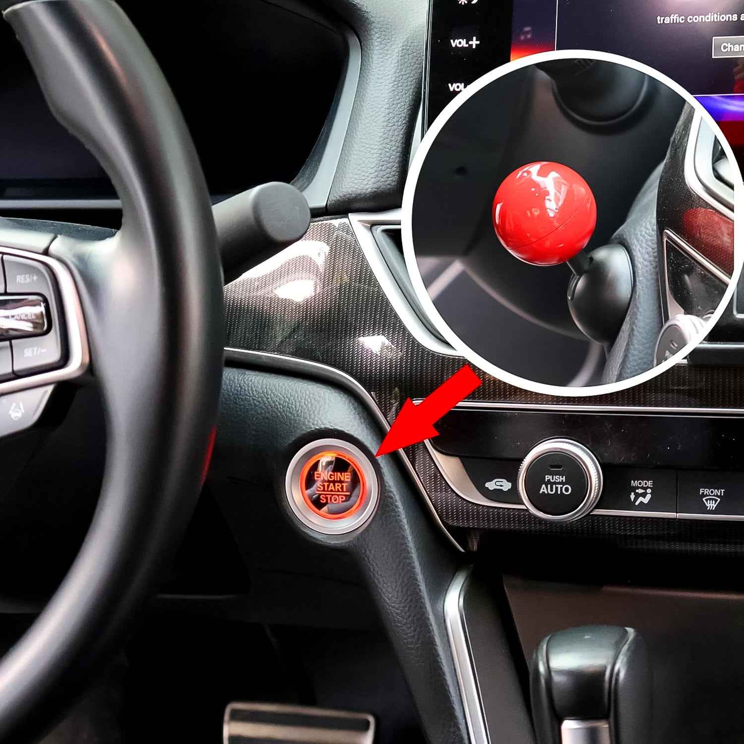 Car Push Start Button Rocker Cover Ball Design (1 Pc)