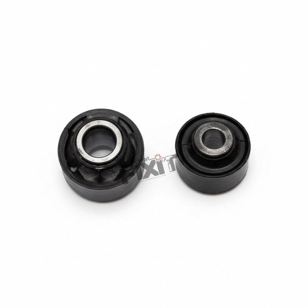 High-performance control arm bush (lower) set replacement for Pulse 2012-2017 / Scala 2012-2017 / Micra 2010-2017 / Sunny 2011-2020 showing heavy-duty connector pins and clean unit housing assembly.