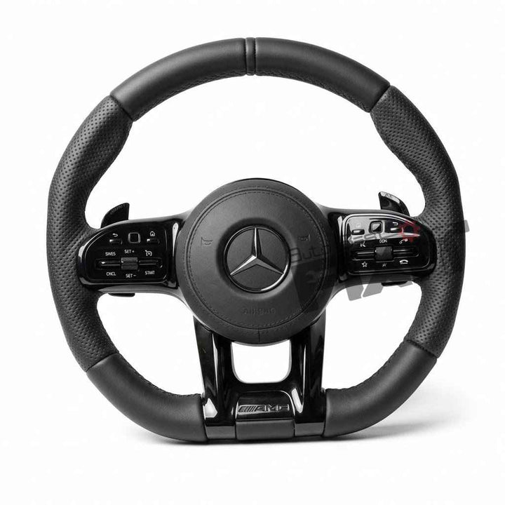 Mercedes-Benz C220 AMG Black Leather Steering Wheel – Gloss Black Trim (W205, 2016-2021) | RKNP