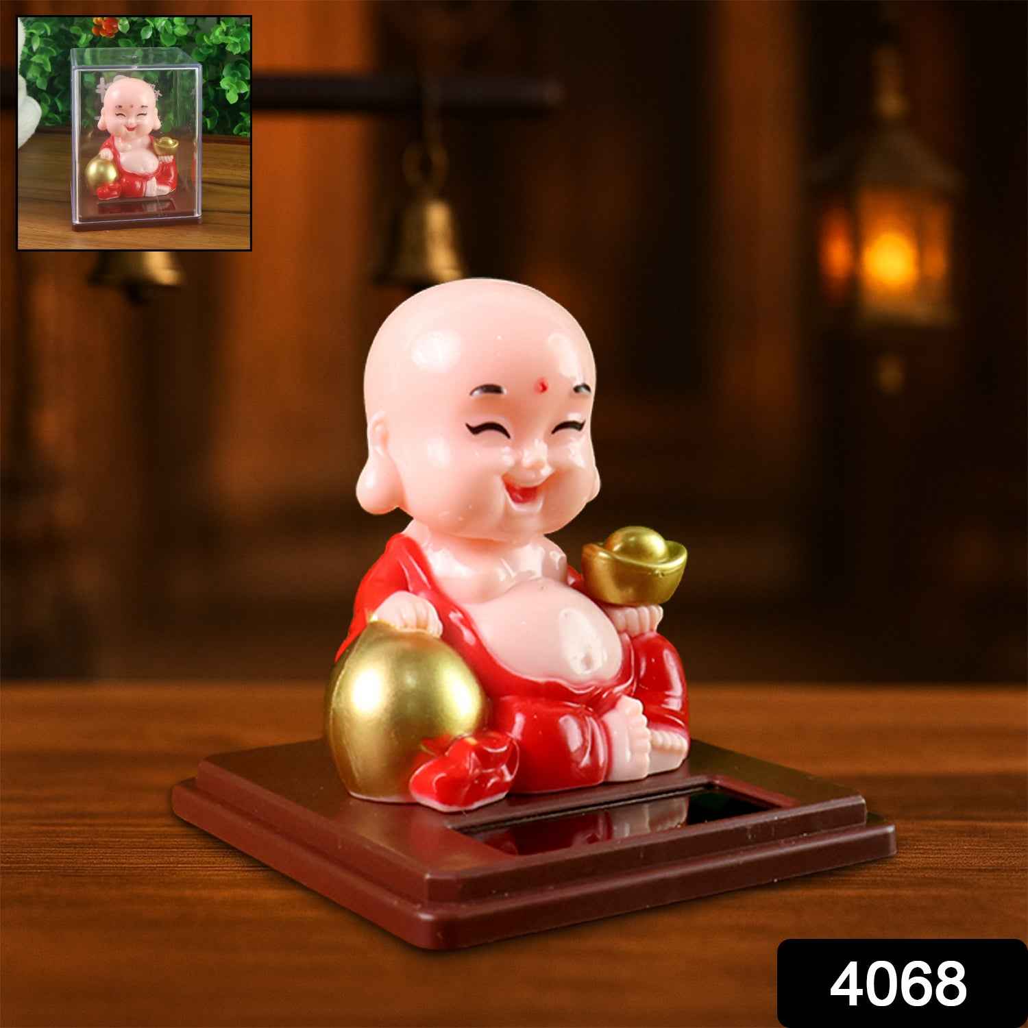 Solar Power Moving Head Buddha Statue Car Ornament (1 Pc Mix Color)