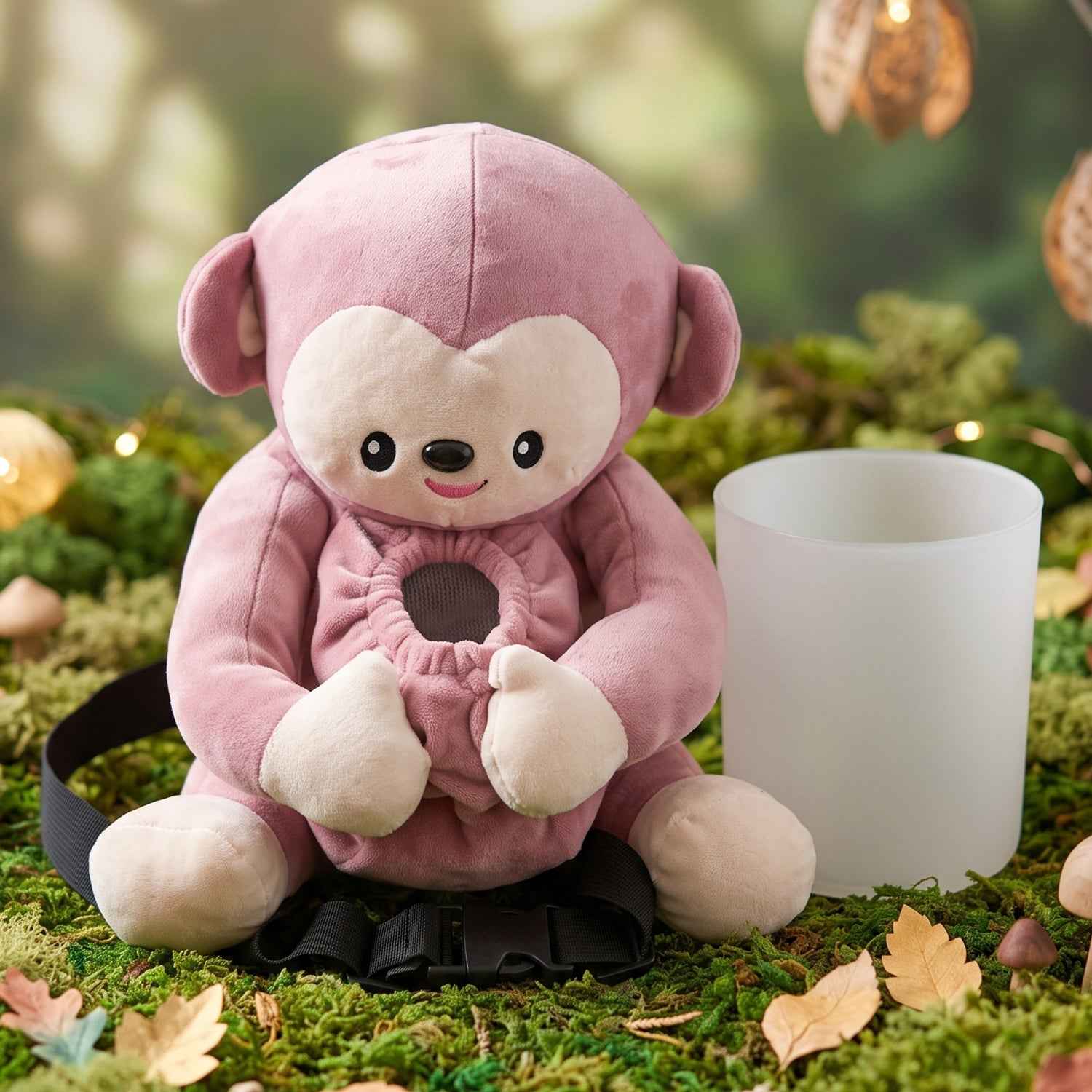 Car Trash Can And Tissue Box Holder Cute Plush Monkey Dustbin Organizer (1 Pc)