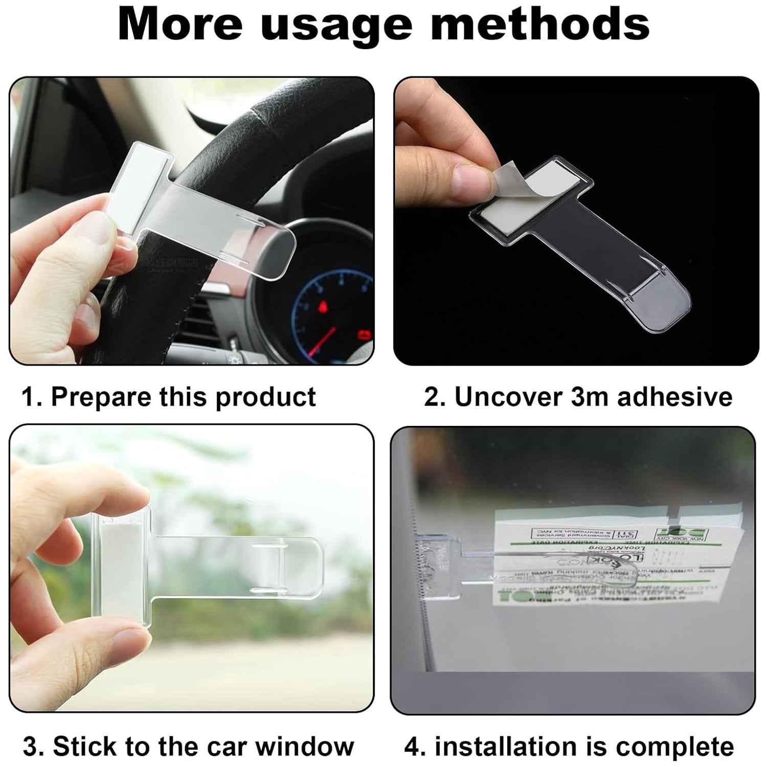 Windscreen Cardholder for Fastag | Transparent Ticket Holder for Car (2 Pc Set)