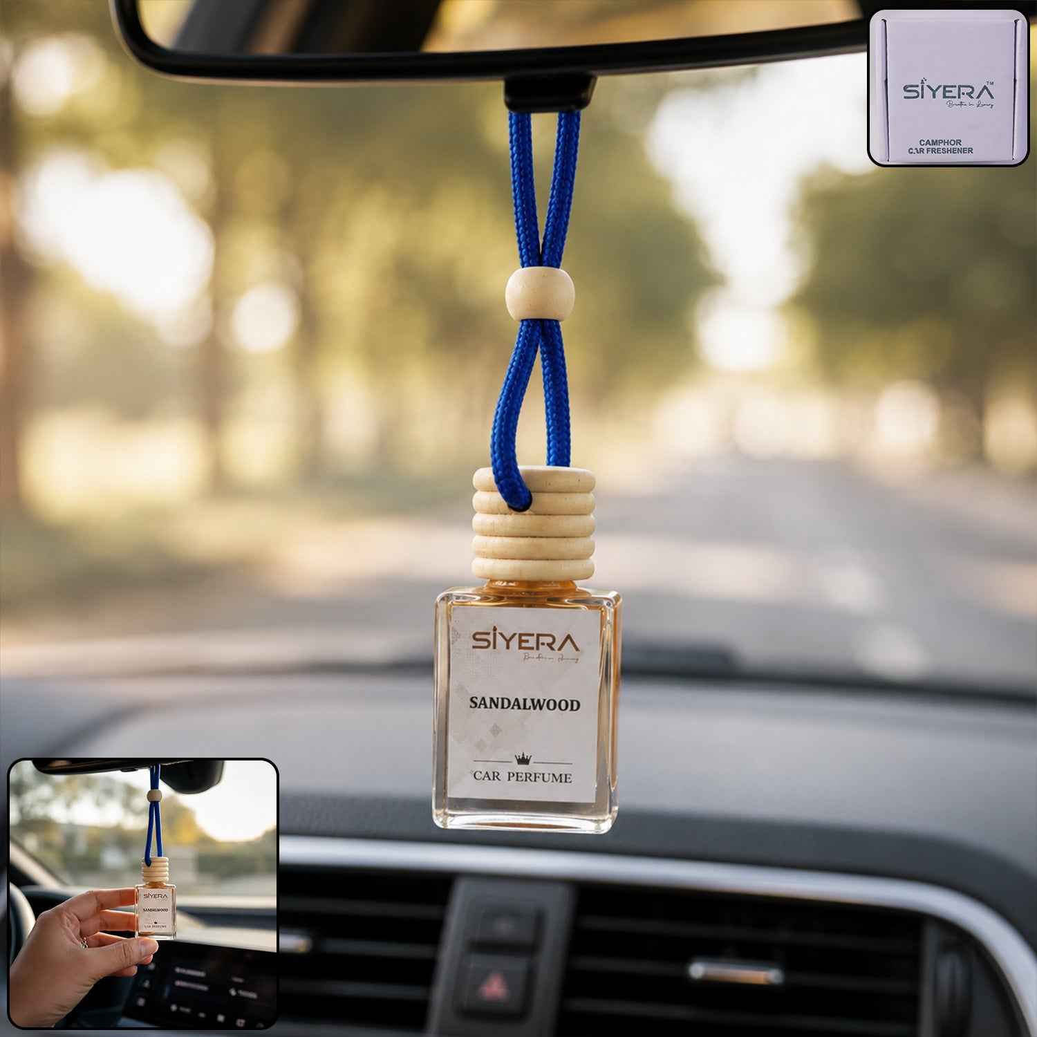 Sandalwood Car Perfume Hanging Air Freshener With Wooden Cap (1 Pc)