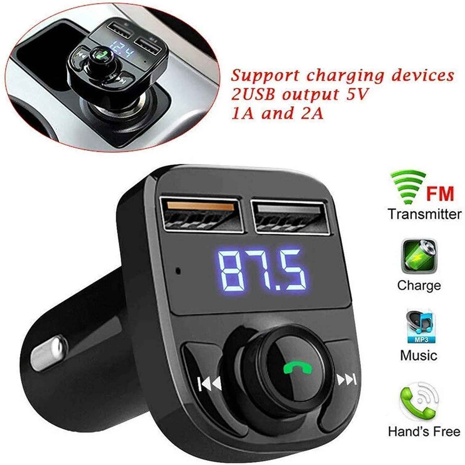 Wireless Car Charger With Dual Usb Fast Charging Ports 1 Pc