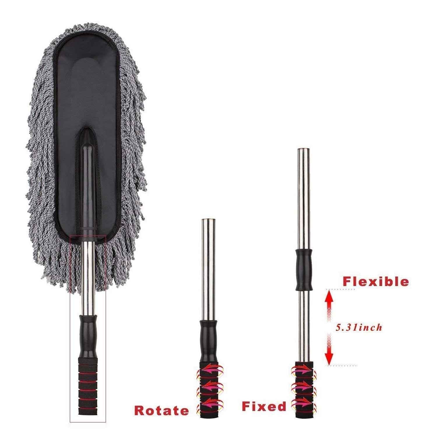Car Duster Long Retractable soft non-slip handle Multipurpose Microfiber Wash Brush Vehicle Interior And Exterior Cleaning Kit