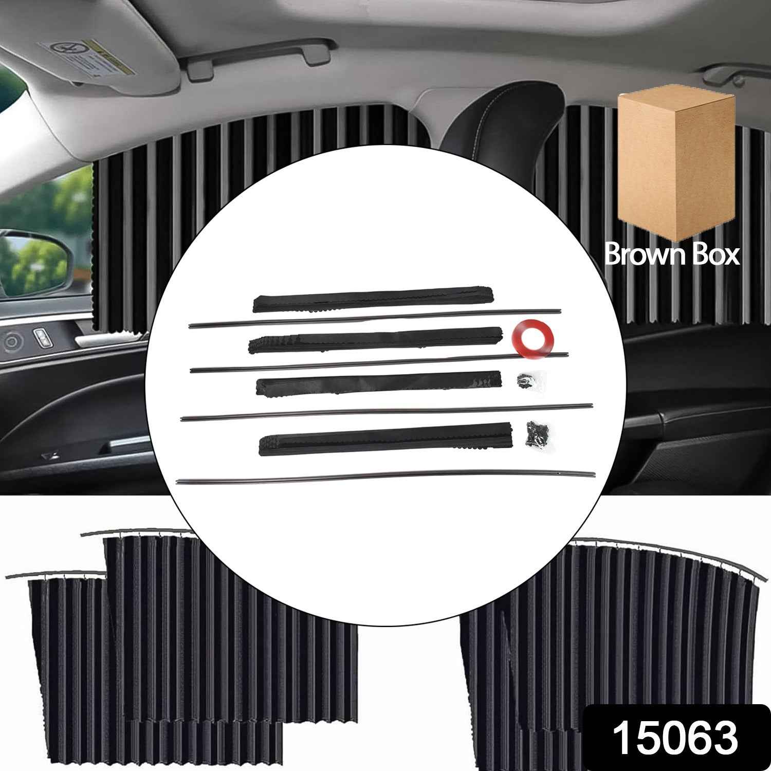 Curtain For Car Window Heat Sunshade Protection (4 Pcs With Curtain Hook Adhesive Tap Set)