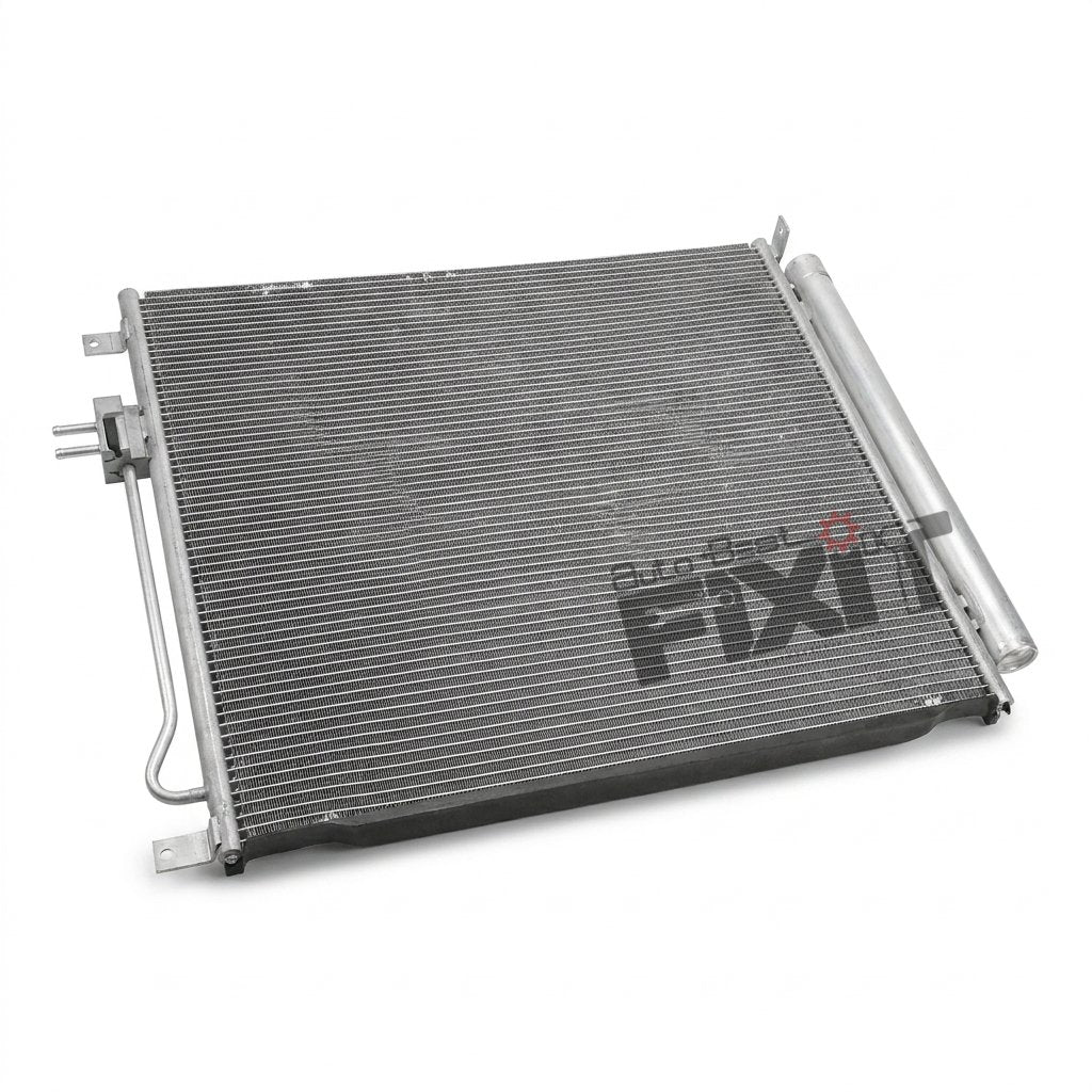 High-performance xuv 7oo condenser assembly | mahindra xuv 7xo (2026), xuv700 (2021 replacement for 2026) Diesel / Petrol showing heavy-duty connector pins and clean unit housing assembly.
