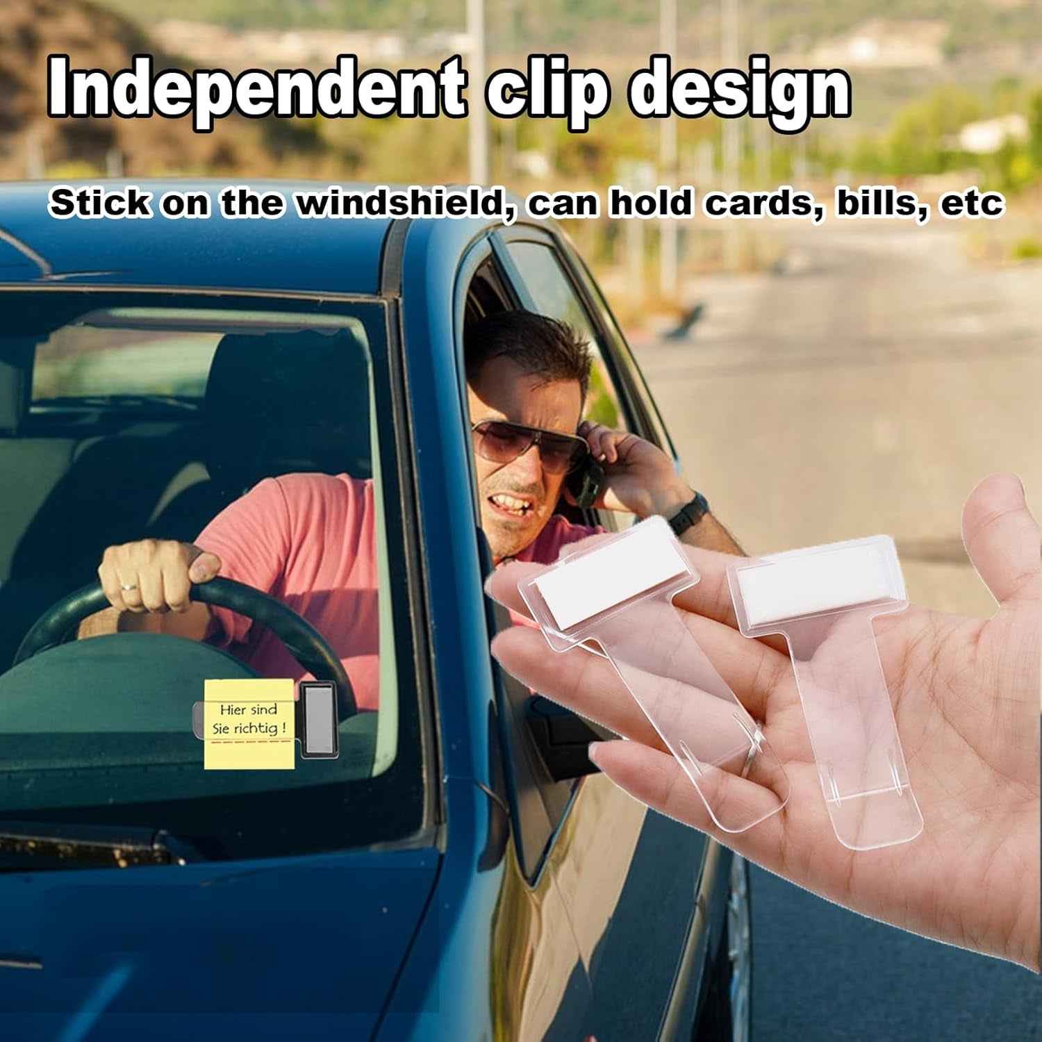 Windscreen Cardholder for Fastag | Transparent Ticket Holder for Car (2 Pc Set)