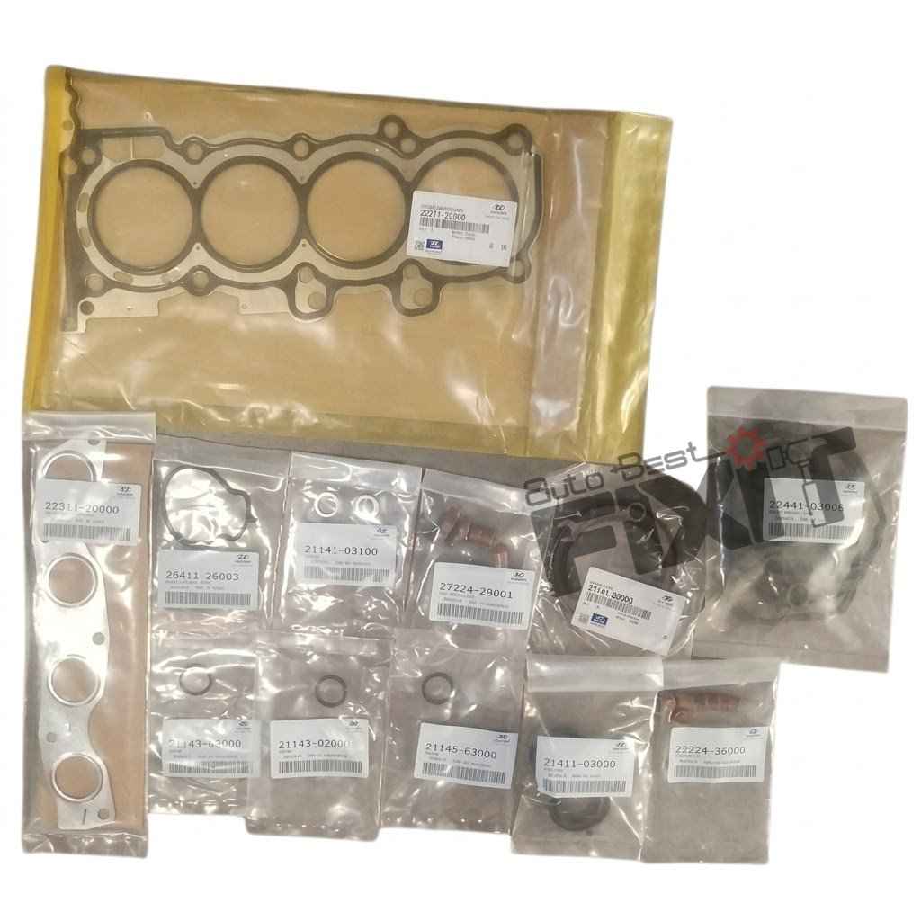 Hyundai Aura GASKET KIT - ENGINE OVERHAUL-GRAND I10 2013-2016/XCENT 2013-2020 Petrol | 2013-2016 | MOBIS (HYUNDAI, KIA)