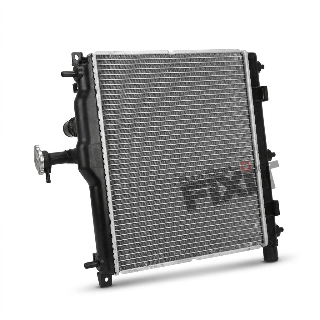 High-performance i10 kappa 25.9 mt radiator | hyundai i10 1st gen f/l (2010 replacement for 2013) Petrol showing heavy-duty connector pins and clean unit housing assembly.