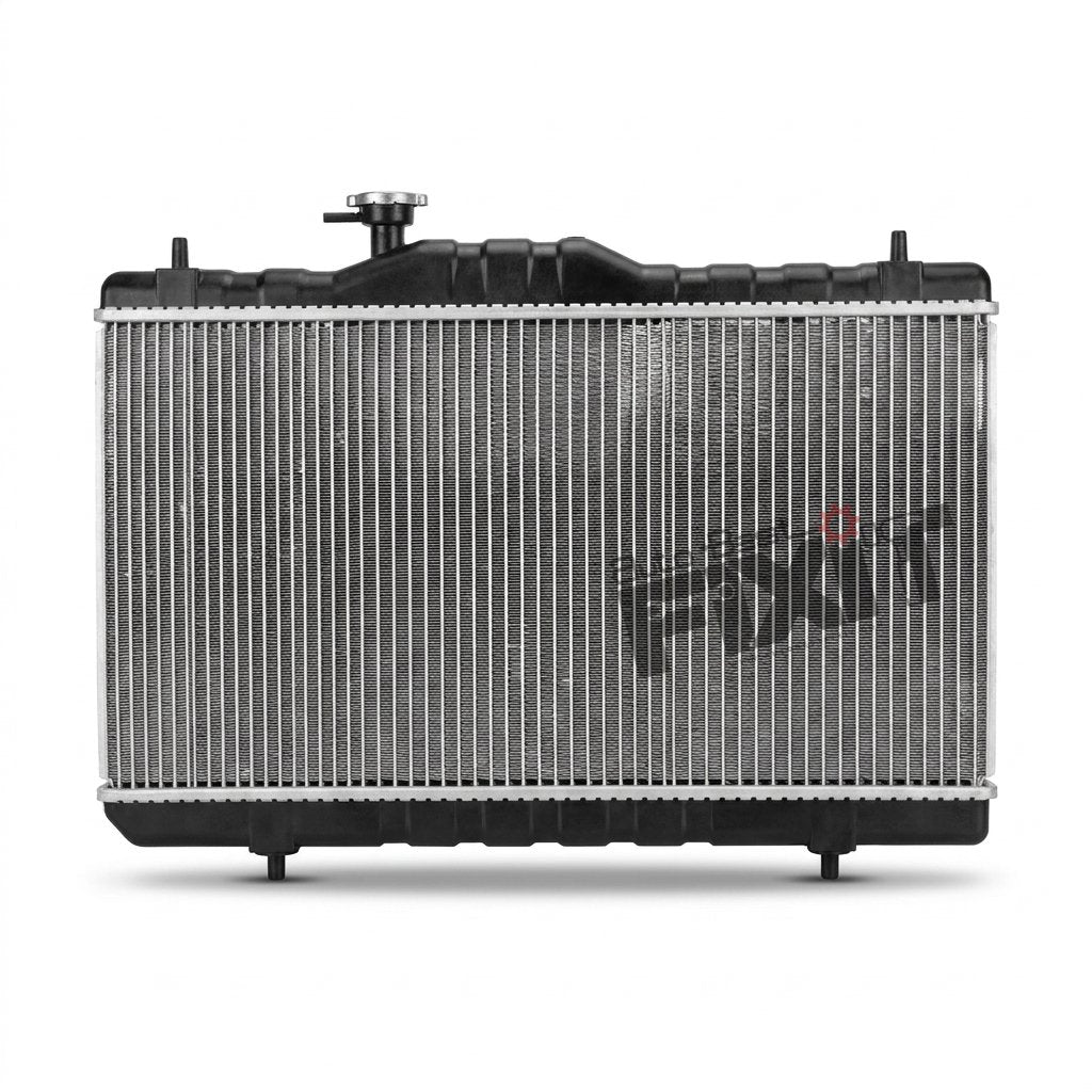 High-performance lci pet rad replacement for Radiator | Hyundai Accent 1st Gen (1999-2012), Accent Viva (2001-2007) Diesel / Petrol showing heavy-duty connector pins and clean unit housing assembly.