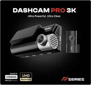 QUBO 3K Front and Rear Dash Cam, front view of the dual camera unit