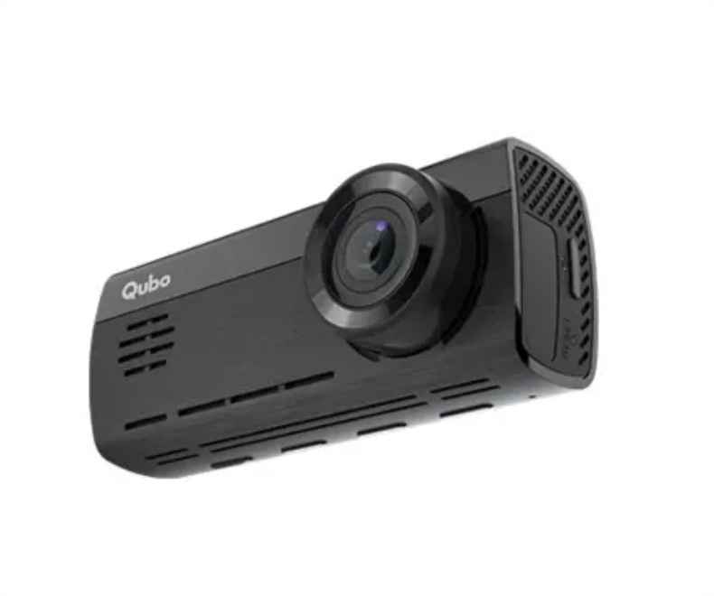 QUBO 3K Front and Rear Dash Cam mounted behind a car windscreen