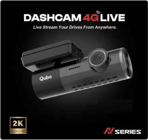 QUBO 4G Live Streaming Dash Cam, front view of the camera unit