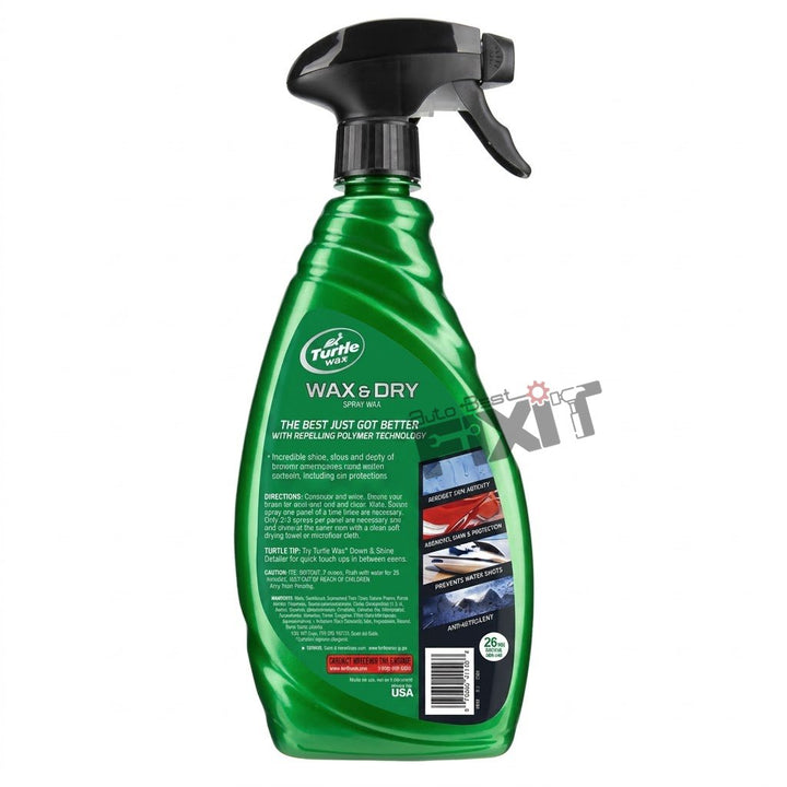 Turtle Wax Quick & Easy Wax & Dry Spray Wax 754 ml | Spray Car Wax for High Gloss Shine & Paint Protection