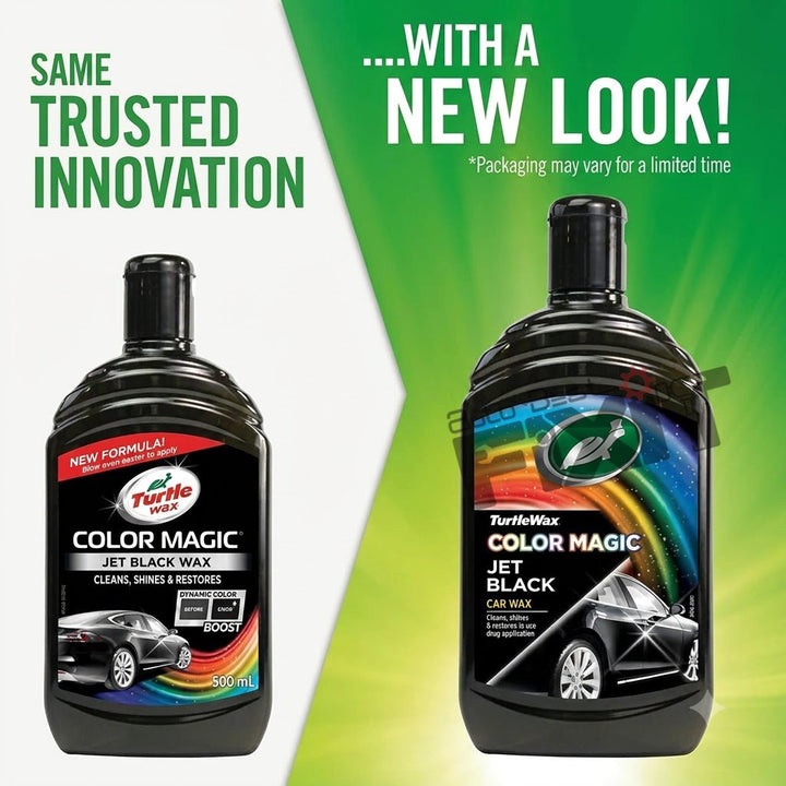 Turtle Wax Color Magic Jet Black Car Wax 500 ml | Colour Car Wax to Hide Swirls & Restore Paint Shine