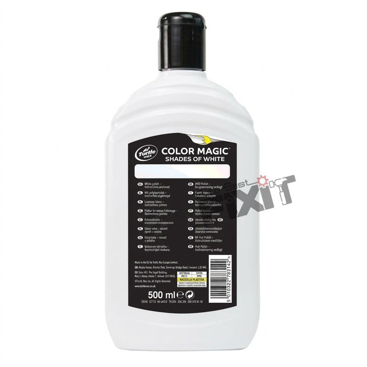 Turtle Wax Color Magic Bright White Car Wax 500 ml | Colour Car Wax to Hide Swirls & Restore Paint Shine