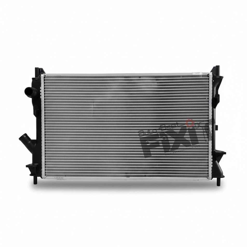 High-performance radiator asy diesel replacement for Fiesta 1st Gen 2005-2008 / Figo 1st Gen 2010-2015 / Fusion 2004-2010 showing heavy-duty connector pins and clean unit housing assembly.